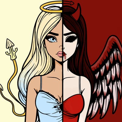 devil vs angel realistic girl