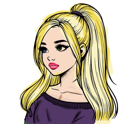 realistic girl with a high ponytail