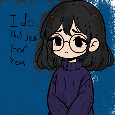 sad girl with glasses in a sweater