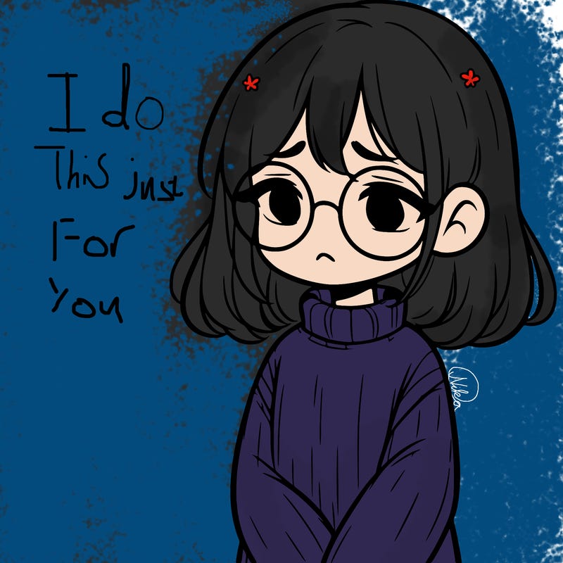 sad girl with glasses in a sweater