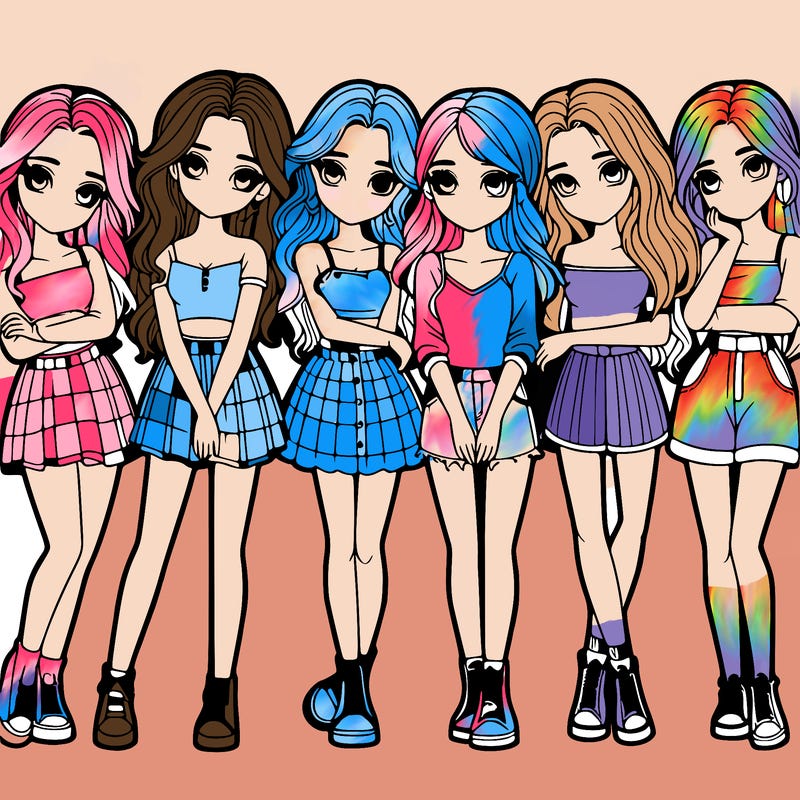 a group of girls realistic