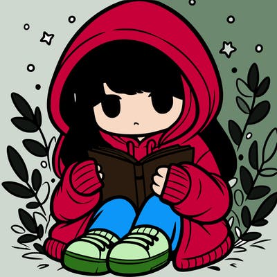 girl in oversized hoodie reading a book