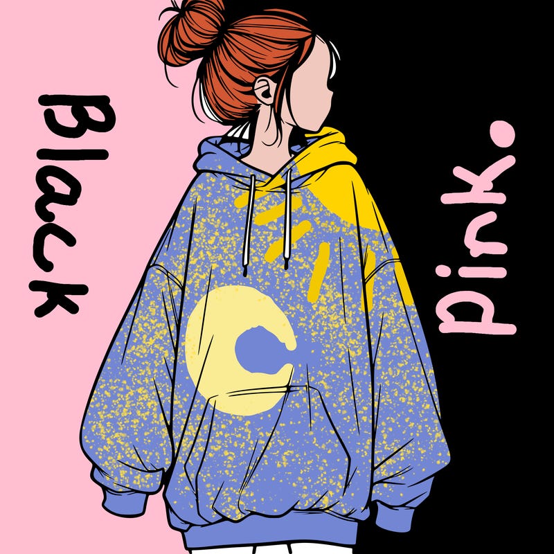 realistic girl with a oversized sweatshirt on and a bun