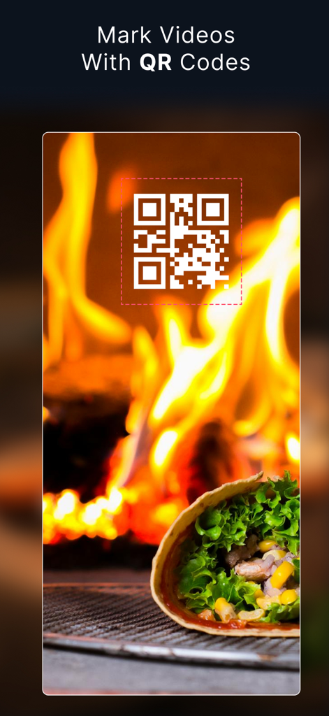 eZy Watermark Videos Lite - Eine Demonstration des Hinzufügens eines QR-Code-Wasserzeichens zu einem Video über Essen in der eZy Watermark App
