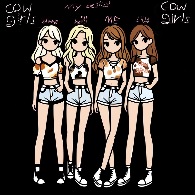 a group of girls wearing crop tops and shorts