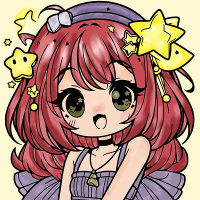 cute anime girl with star accessories