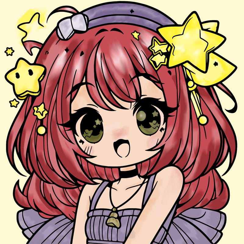 cute anime girl with star accessories