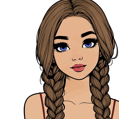 realistic girl with braids