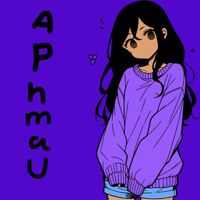 manga teen girl  in a sweater and baggy pants