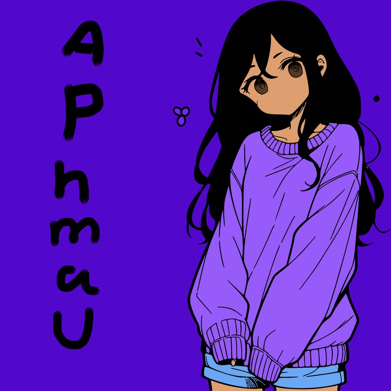 manga teen girl  in a sweater and baggy pants