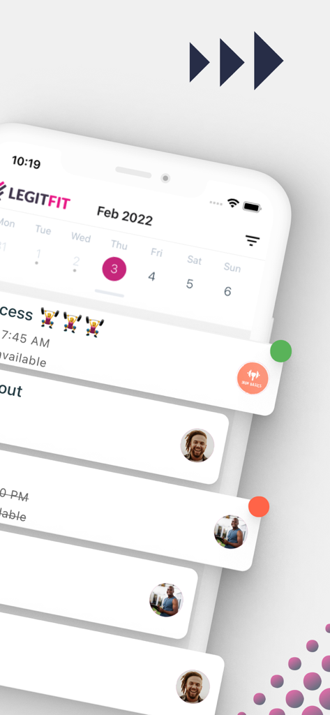 LegitFit - LegitFit fitness booking calendar and class schedule interface