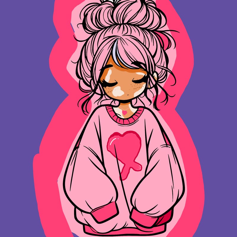 girl with baggy sweatshirt and messy bun