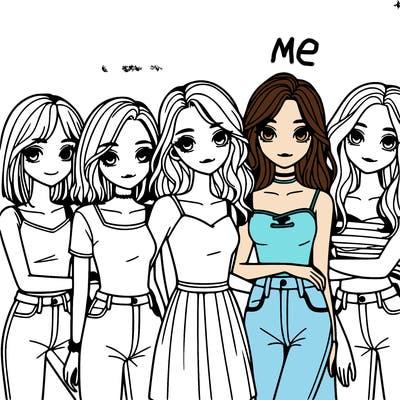 a group of girls realistic