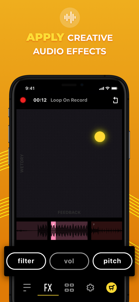 Loop ON-Looper & Jam Recorder - Interfaz de efectos de audio creativos en la aplicación de grabación de música Loop ON.