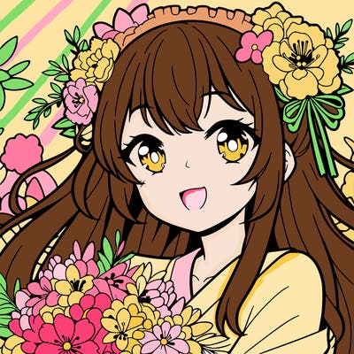 anime girl with flowers