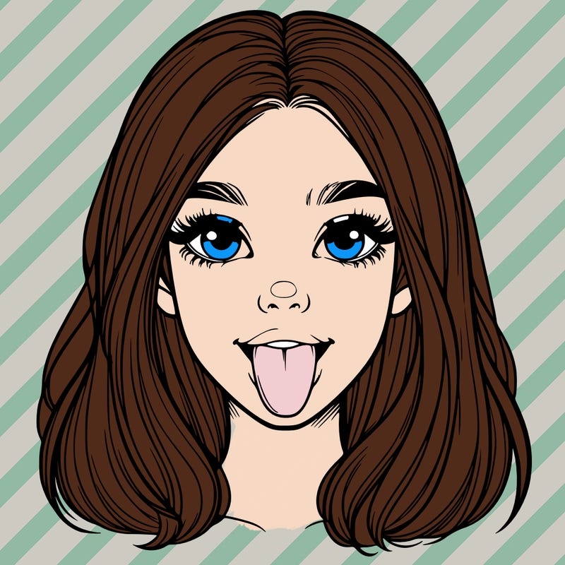 realistic girl with her tongue out