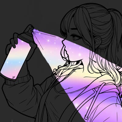 a realistic girl spray, painting