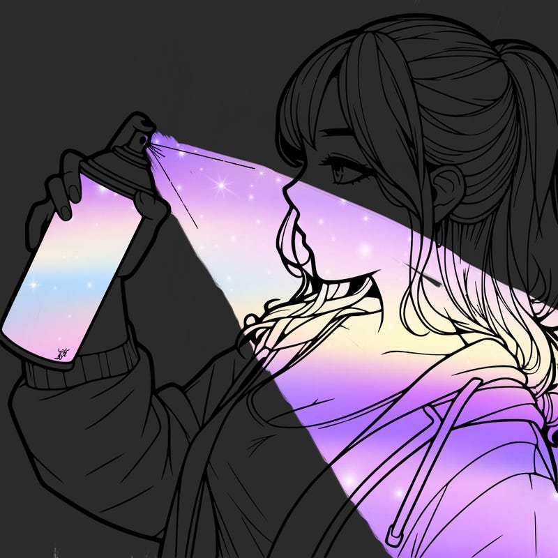 a realistic girl spray, painting