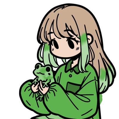 girl with long hair and a oversized shirt. and she is holding a frog
