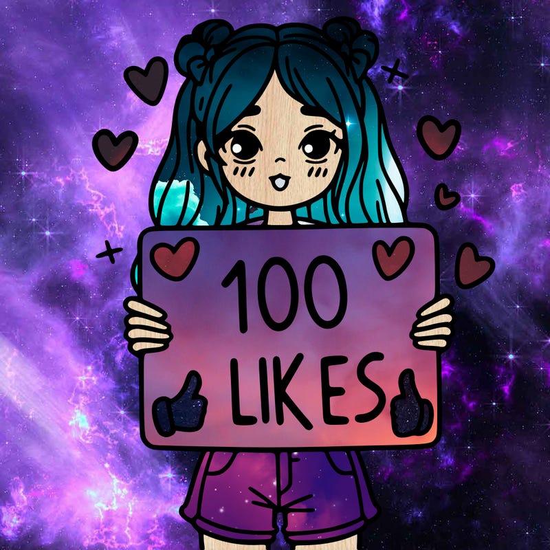 girl holding a sign saying 100 likes