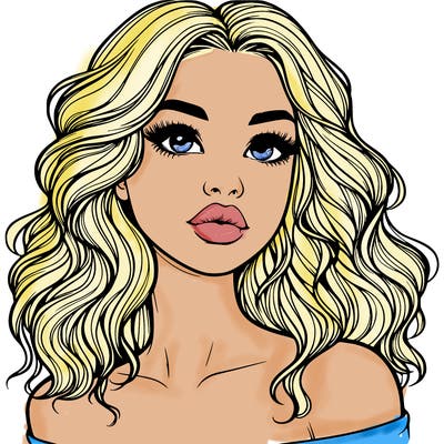 realistic girl with wavy hair and lips