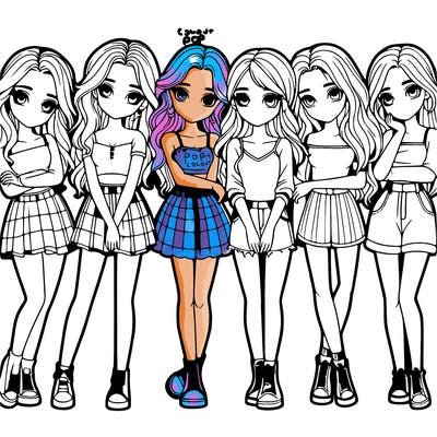 a group of girls realistic