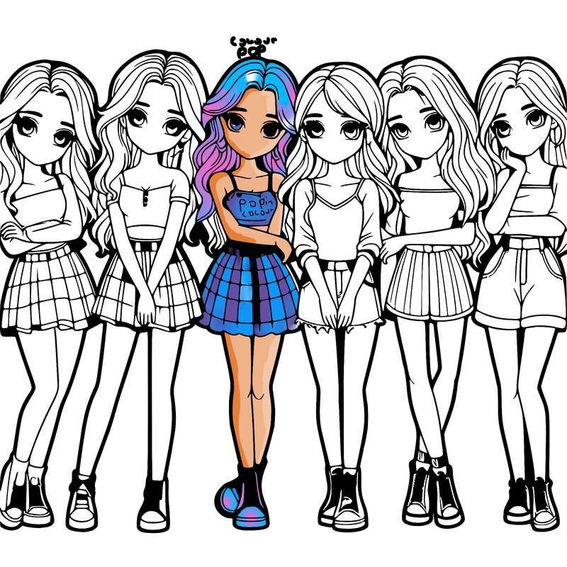 a group of girls realistic