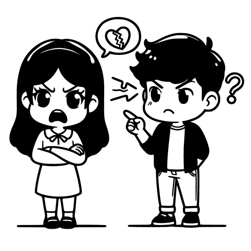 girl angry at her boyfriend who is in love with another boy