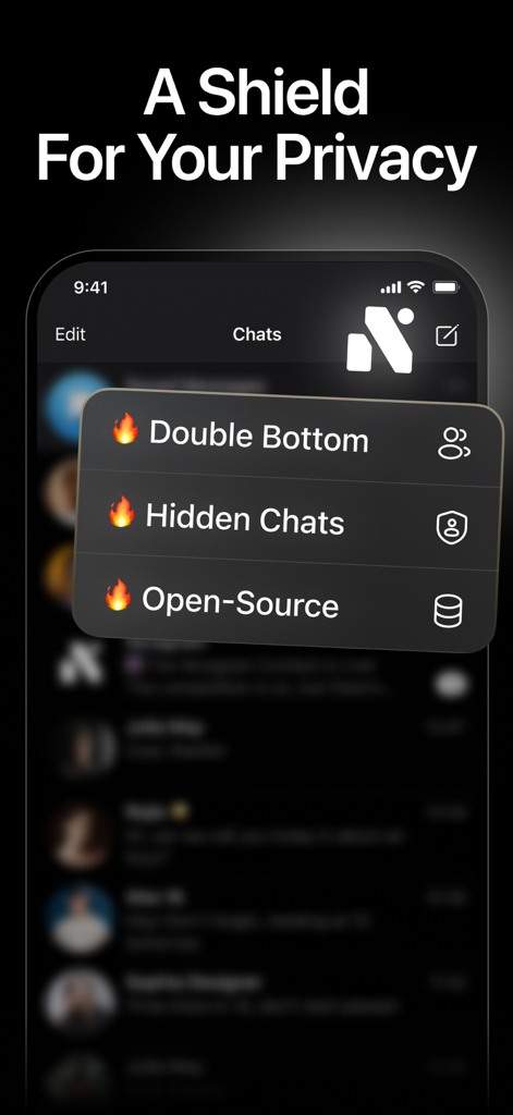 Nicegram: Web3 for Telegram X - Nicegram app interface displaying privacy features like Double Bottom and Hidden Chats