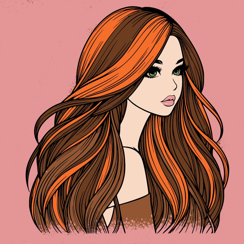realistic girl with long realistic hair