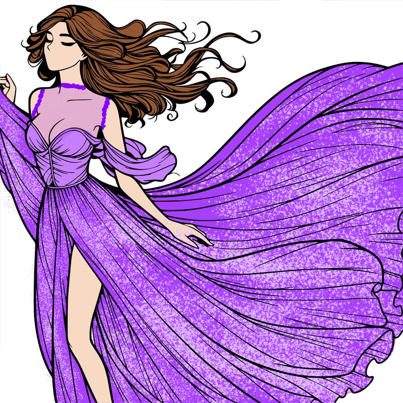 realistic woman in dress flowing the the wind