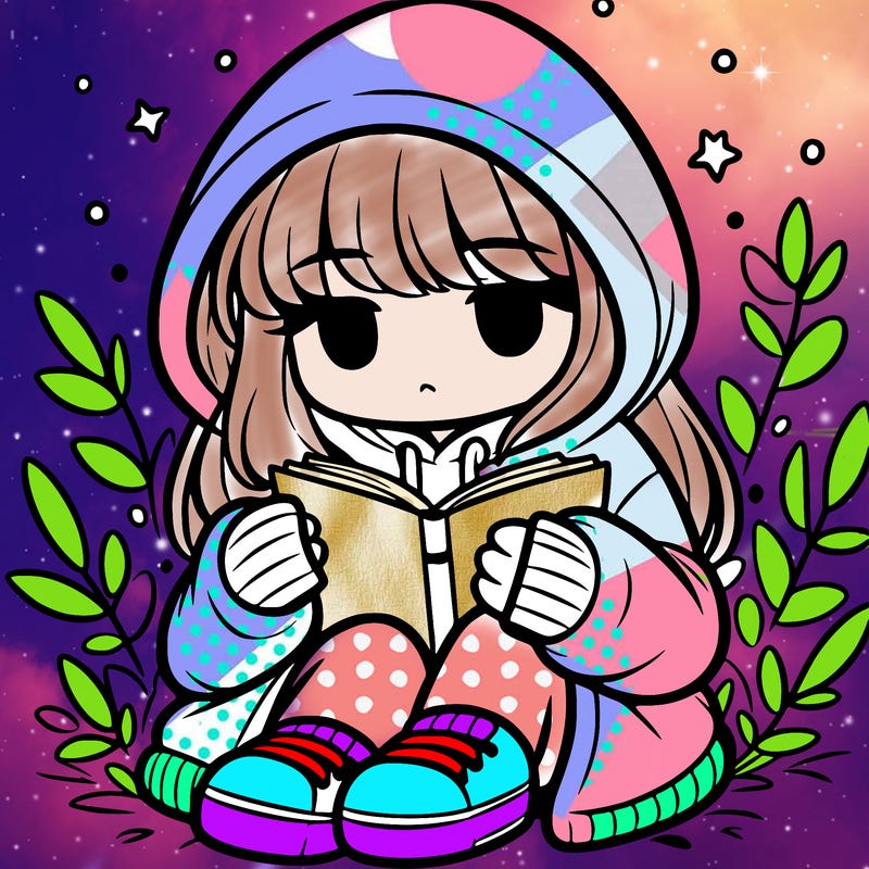 girl in oversized hoodie reading a book
