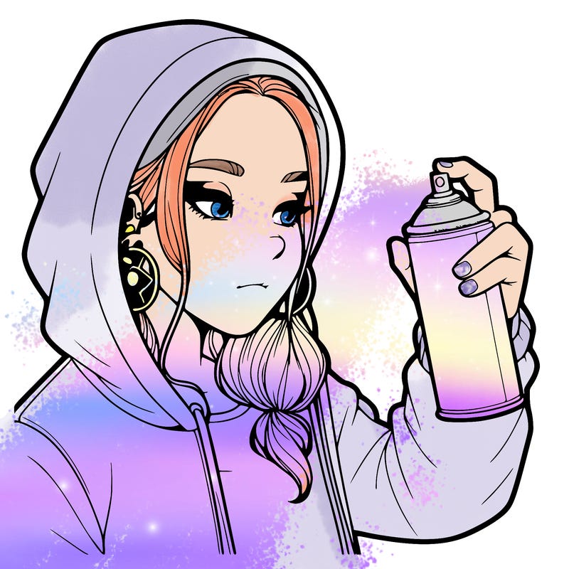 a realistic girl, spray painting