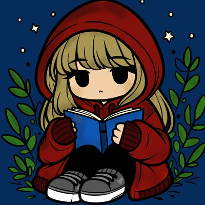girl in oversized hoodie reading a book