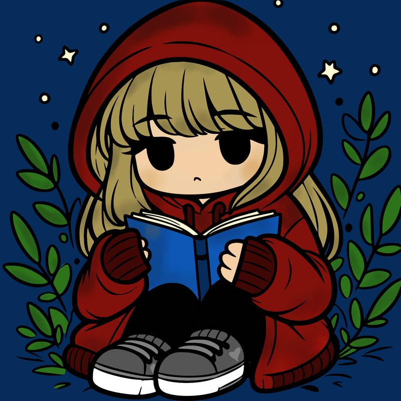 girl in oversized hoodie reading a book