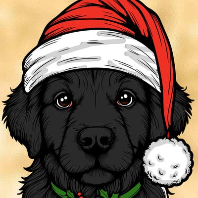 realistic dog with a christmas hat