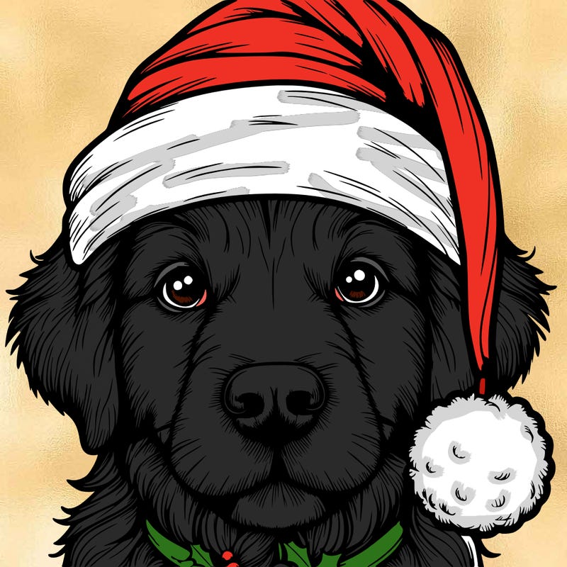 realistic dog with a christmas hat