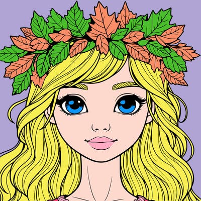 realistic girl with fall leaf crown