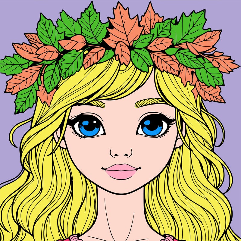realistic girl with fall leaf crown