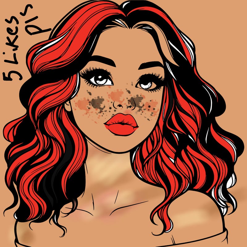 realistic girl with wavy hair and lips