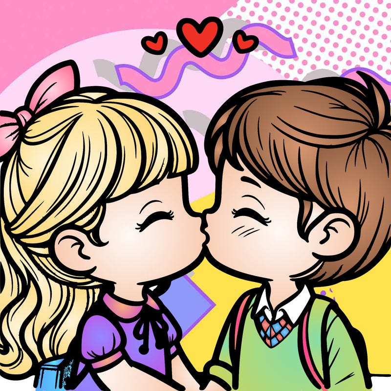 boy and girl kissing