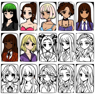 girls that look diffrent anime