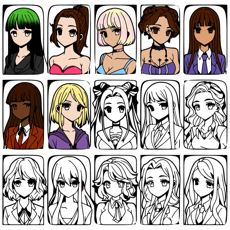 girls that look diffrent anime