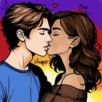 realistic couple kissing