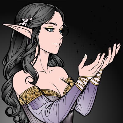 realistic elf girl doing magic