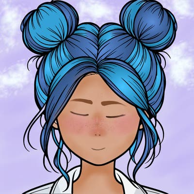realistic girl with buns on the top of her hair