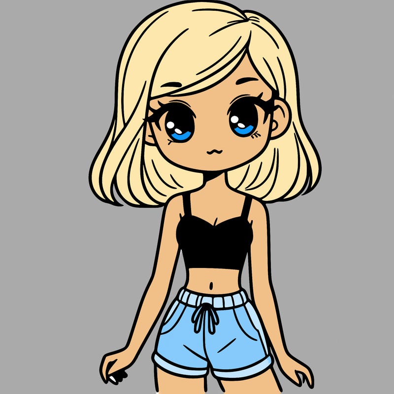 girl with a crop top and shorts on