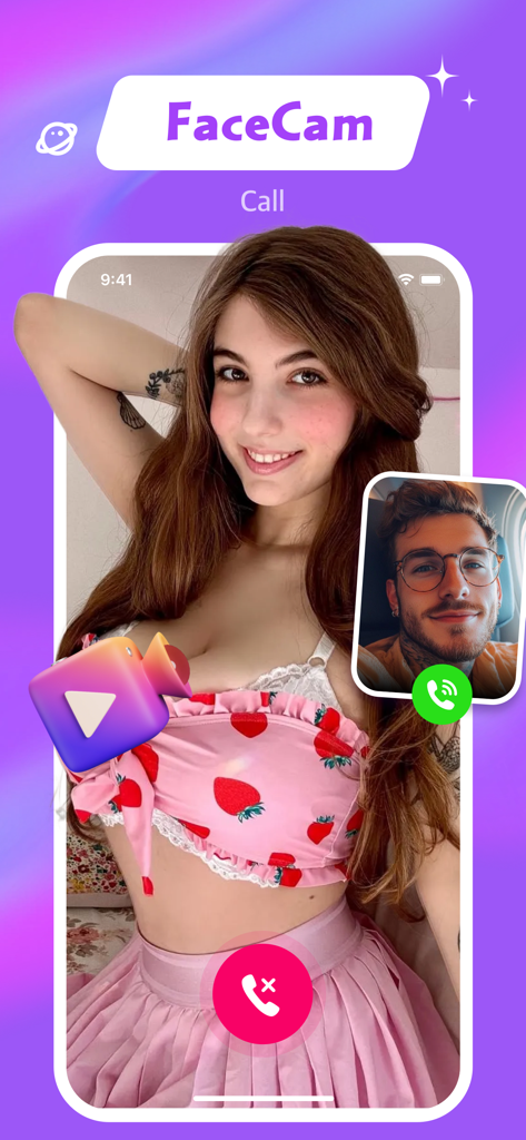 Hacla - Adult, Chat, Connect - A man and woman having a live video conversation on the Hacla social networking app