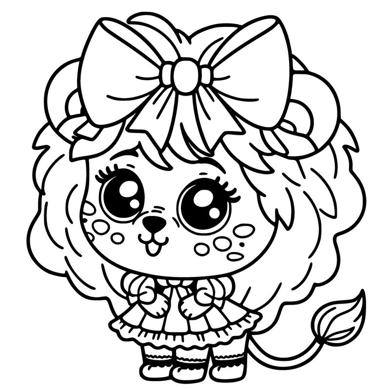 girl in the form of a lion cub with bows