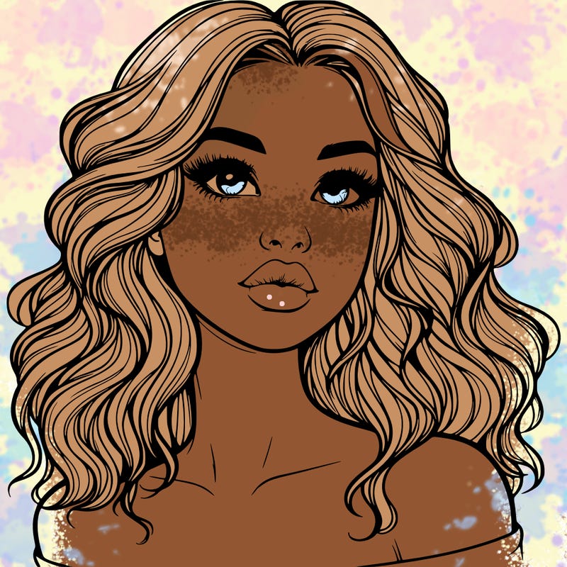 realistic girl with wavy hair and lips